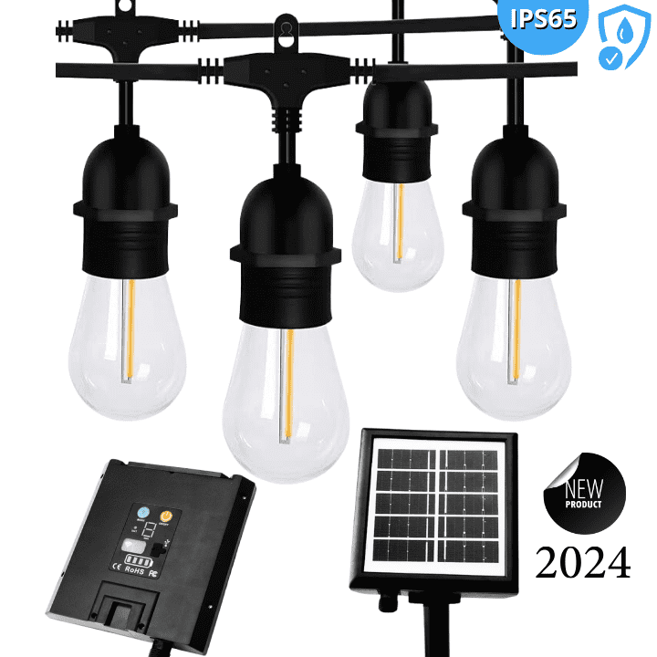 GUIRNALDA SOLAR Y ELECTRICO 2 EN 1 (10 METROS + 20 FOCOS) Nuevo Modelo 2024